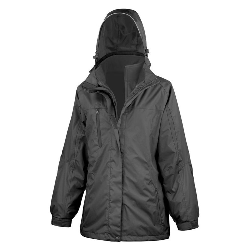 Result Womens/Ladies 3 In 1 Softshell Journey Jacket With / Black / Black